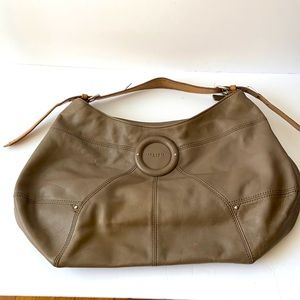 SEQUOIA PARIS LEATHER SHOULDER BAG TAUPE LARGE